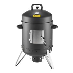 Charcoal Smoker, 16" Vertical Charcoal BBQ Grill, Coated Steel Barbecue Smoker with 2 Grilling Grates, Thermometer, Air Vents & Removable Ash Tra