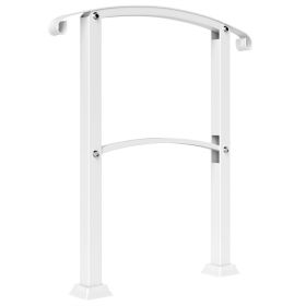 1-3 Step Metal Handrails for Outdoor Steps, Porch Deck Stair Railing with Installation Kit for Concrete Steps, White (Option: White-1080x335x110 mm)