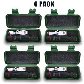 2/4 Set Portable COB LED USB Rechargeable Zoomable Flashlight Torch Lamp +Gift Box (Quantity: 4 sets)